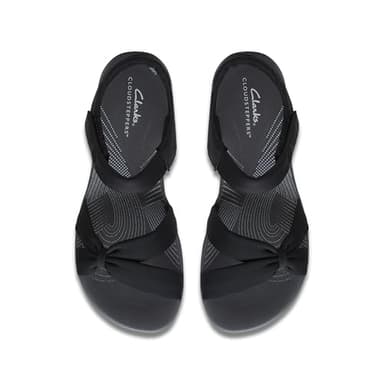Clarks Women's Arla Shore Flat Sandal, Black Textile, 9 - Image 5