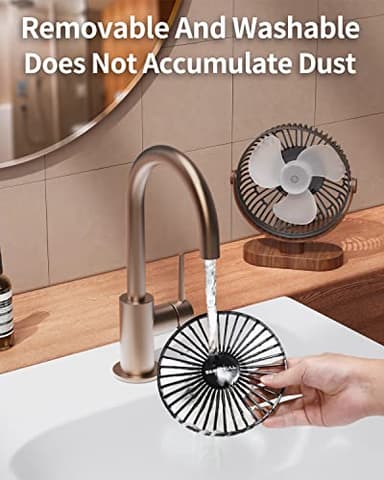 SWEETFULL 6.5 Inch USB Small Desk Fan, 3 Speeds Quiet Portable Desktop Table Fan, 360° Adjustment Personal Mini Fan for Home Office Car Outdoor Travel (Black wood grain) - Image 4