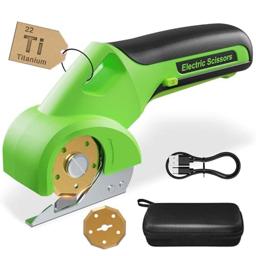 Virsin 4V 2000mAh Cordless Cardboard Cutter, Electric Scissors for Cardboard with 2 Titanium Blades,LED & Safety Lock,Max Cutting1/4",Rotary Cutter for Fabric,Gifts for Men&Women - Green - Image 1