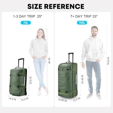 Gonex Rolling Duffle Bag with Wheels, 70L Water Repellent Wheeled Travel Duffel Luggage with Rollers 25 inch, Olive Green - Image 3