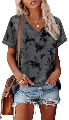 Alaroo Plus Size Tops for Women Short Sleeve Boho Tops V Neck Summer Clothes for Women 2025 Print 05 3XL - Image 2