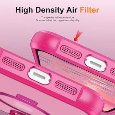 CHAOFEnG Magnetic Compatible with iPhone 16 Pro Case with Stand [Military Grade Drop Tested][Compatible with Magnet] Ring Translucent Slim Hard Back Soft Edge, Rose Red - Image 7