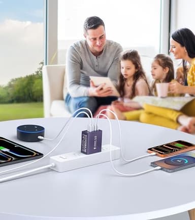 [2Pack] 60W USB C Plug,5-Port Fast Charger Block PD+QC Cube Wall Charging Box Brick for iPhone 17/16/15/14/13 for Samsung Galaxy S25/S24/S23/S22/S21+/S21 Ultra, Magsafe Wireless Charger,(Purple) - Image 8