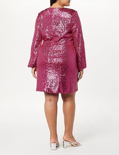 The Drop Women's Helena Sequin Wrap Dress Luminous Pink, M - Image 6