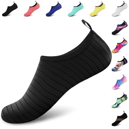 VIFUUR Water Sports Shoes Barefoot Quick-Dry Aqua Yoga Socks Slip-on for Men Women A Black 38-39 - Image 1