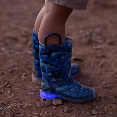 Western Chief Shark Chase Lighted Rain Boot, Blue, 6 - Image 7