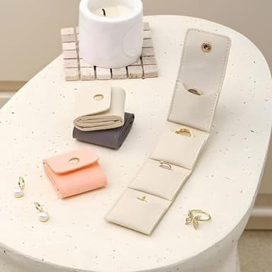 3 PCS Mini Travel Jewelry Bag, Travel Jewelry Roll Bag with Buckle,Foldable Portable Jewelry Organizers and Storage - Image 2