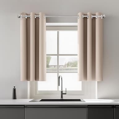 ORINOVA Beige Living Room Blackout Curtains for Bedroom Kitchen 2 Panels Set Thermal Insulated Curtains for Nursery 34x36 Inch Length Home Décor - Image 2