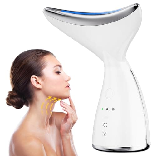 Okahila Face & Neck Massager | White LED Red-Light-Therapy-for-Face and Neck, Red Light Therapy Wand, 3 Color Led Massager for Skin Care