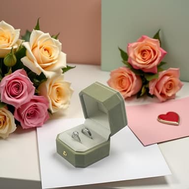 MTJYQYF 2 Slots Velvet Wedding Ring Box, Octagon Engagement Ring Box Ring Display Holder Case with Hinged Lid for Proposal Engagement Wedding, 2.44x2.44x2.17 IN-U2-PRB002-Green - Image 6