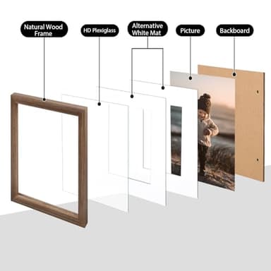 KINLINK 12x16 Picture Frame Rustic brown, Solid Wood Frames with Acrylic Plexiglass for Pictures 11x14/9x12 with Mat or 12x16 without Mat,Wall Display Photo Frame, Set of 4 - Image 3