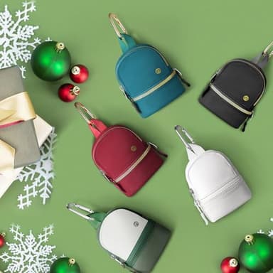 Babysun Mini Backpack Keychain Wristlet Pouch Small Change Coin Purse Cute Zipper Wallet With 3 RFID Card Slots For Women/Men Airpods Cosmetics (White) - Image 7