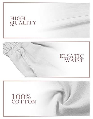 Womens Cotton Cropped Pants Loose Fit Wide Leg Capri Casual Plus Size Elastic Waist Trousers White 3XL - Image 5