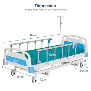 Real Relax Premium 3 Function Full Electric Hospital Bed (with Mattress & IV Pole), Premium Medical Hospital Beds, with Locking Casters, Motor. - Image 4