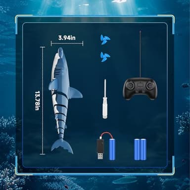 fygurso Remote Control Shark Toys High Simulation,Water Toys for Kids, High Simulation Shark for Pool & Bath, Ideal Gifts for Boys Ages 6+(Blue) - Image 7
