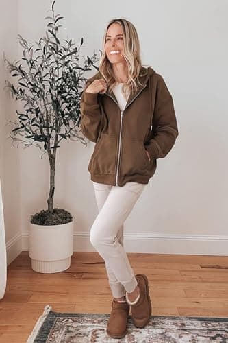 PRETTYGARDEN Women's 2025 Zip Up Y2K Hoodies Casual Long Sleeve Sweatshirts Fall Winter Track Jackets with Pockets (Brown,X-Small) - Image 8