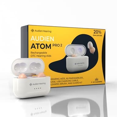 Audien Hearing ATOM PRO 2 Wireless Rechargeable OTC Hearing Aid, Premium Comfort Design & Nearly Invisible - Image 2