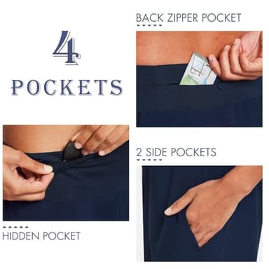 baleaf Womens' 7" Athletic Long Shorts High Waisted Running Workout Shorts Quick Dry with Zipper Pocket Casual Summer Navy Size S - Image 3