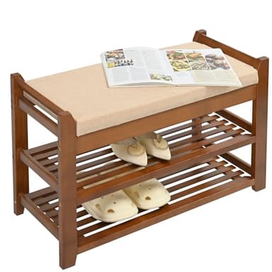PETKABOO Shoe Rack Bench with Cushion, Shoe Rack for Front Door Entrance, Shoe Bench with Storage for Entryway Hallway Bedroom Living Room - Image 3