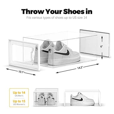 SEE SRPING XX-Large Shoe Storage Box Fit Size 14, Clear Plastic Stackable Shoe Organizer for Closet, Shoe Rack Sneaker Containers Bins Holders, Drawer Organize Unit, 12 Pack Clear - Image 5