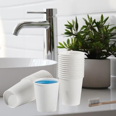 SIUQ 300 Pack 5 oz Paper Cups, White Disposable Paper Cups, Small Bathroom Mouthwash Cups, Hot/Cold Drinking Cup for Bathroom, Home, Party, Office, Picnic, Travel - Image 3