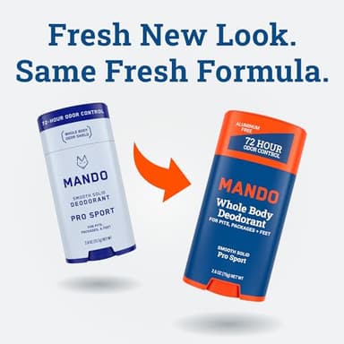 Mando Whole Body Deodorant - Invisible Cream and Solid Formulas - 72 Hour Odor Control - Aluminum & Baking Soda Free - Skin Safe - 3 oz Cream & 2.6 oz Solid Bundle - Pro Sport - Image 6