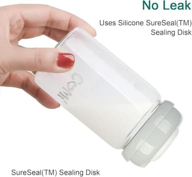 COMI Wide Neck Glass Breastmilk Collection n Storage Bottle, 6oz with Screw Ring Sealing Disk; Re-markable Sealing Disc. BPA Free, Fits Breast Pumps & Nipples (Gray Lids) - Image 4