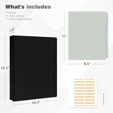 Ospelelf Vintage Hardcover 3 Ring 1 inch Leather Binder, Professional Binders Organizer Suitable for Letter Size Documents, Binder Dividers with Tabs, Faux Black Leather - Image 5