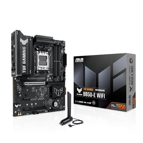 ASUS TUF GAMING B850-E WIFI AMD AM5 B850 ATX motherboard, DDR5, PCIe 5.0 Ready, M.2 slots x3, Wi-Fi 6E, 2.5Gb Ethernet, DisplayPort, HDMI,USB 20Gbps Type-C, USB 10Gbps Type-C, BIOS FlashBack, AuraSync - Image 1