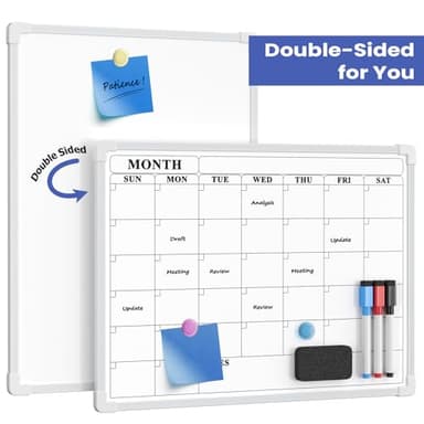 Lumspax Monthly Whiteboard Calendar for Wall, Small 16" x 12" Dry Erase Board with Plastic Frame, Hanging Dry Erase Calendar with 3 Mini Sticky Notes for Kitchen Planner, Memo, Home and Office - Image 4