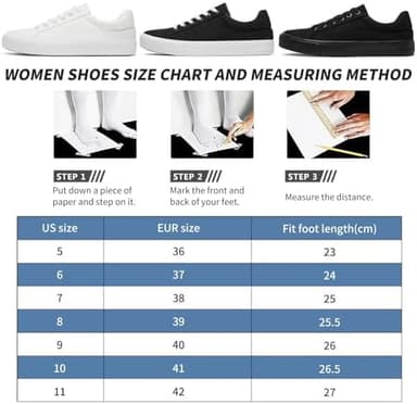 Witwatia White Canvas Sneakers for Women Lace-up Tennis Shoes Non-Slip Cozy Low Top Walking Shoes for Women - Image 7