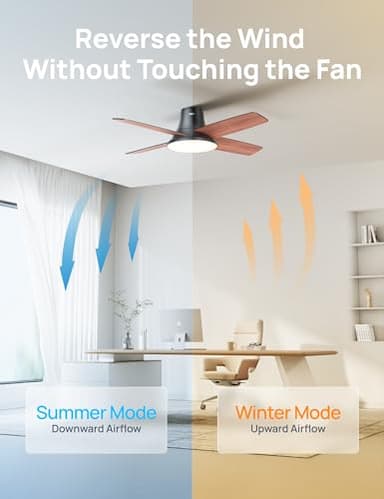 Dreo Ceiling Fans with Lights, 44'' Low Profile Black Ceiling Fan with Remote Control for Bedroom, 6-Level Dimmable Lighting & 5-Color Tone, 6 Speeds, Reversible DC Motor, Easy Installation, Timer - Image 4