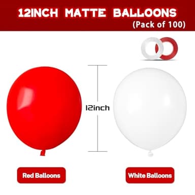 100pcs Red and white balloons 12 Inch Thickened Latex Red white Balloons for Mother's Day Decoration Valentine's Day Birthday Wedding Mother's Day Christmas Party Decorations - Image 2