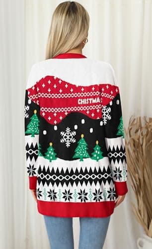 Jouica Women's Cute Cardigan Ugly Christmas Sweaters for Women 2025 Long Sleeve Funny Christmas Sweater - Image 6