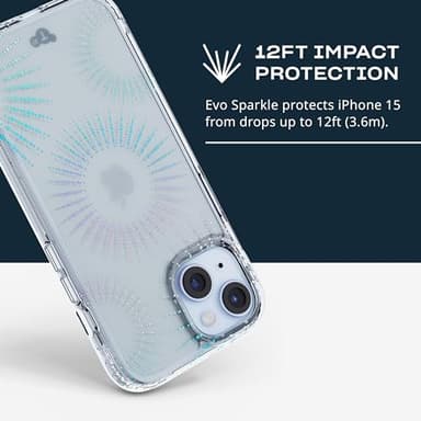 Tech21 Evo Sparkle case for iPhone 15 Plus - Compatible with MagSafe - Impact Protection Case - Lunar Clear - Image 5