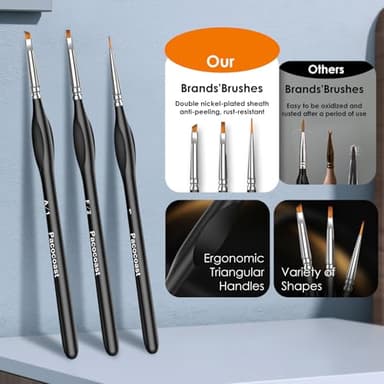 12PC Miniature Brushes, Pacocoast Detail Paint Brushes Set for Fine Detailing & Art Painting, Small Tiny Paint Brush Perfect for Acrylic, Paint by Number, Figurine, Craft, Models (Silver, Black) - Image 2