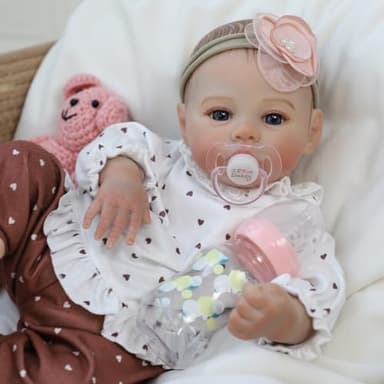 KSBD Reborn Baby Dolls - 18 Inch Realistic Baby Doll Girl, Real Life Baby Dolls with Cute Soft Vinyl Body, Real Baby Doll Newborn Lifelike Baby Gift with Accessories for 3+ Years Old Kids - Image 4