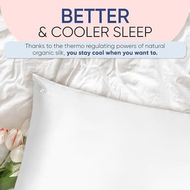 Blissy Silk Pillowcase - 100% Pure Mulberry Silk - 22 Momme 6A High-Grade Fibers - Pillow Cover for Hair & Skin - Regular, Queen & King with Hidden Zipper (Standard,Blissy White) - Image 9