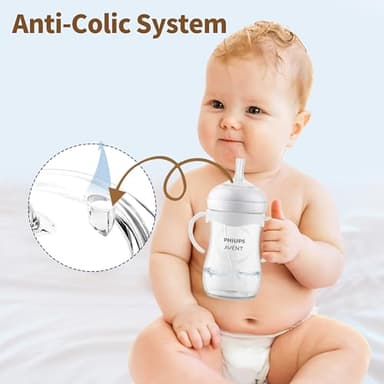 Straw Cup Conversion Kit for Philips Avent Natural Baby Bottles, Sippy Cups Transition Kit with Silicone Straw Top Nipples, Weighted Straw, Bottle Handle, Cleaning Brush for Toddler 6+ Month, 3-Pack - Image 4