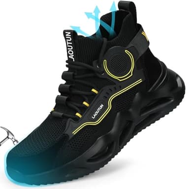 LAoutun Steel Toe Shoes for Men Women Work Shoes Safety Sneakers Comfortable Lightweight Puncture Proof Slip on Indestructible Work Sneakers - Image 1