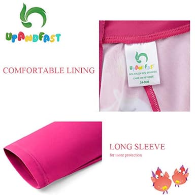 upandfast Baby/Toddler Girl One Piece Zip Sunsuits with Sun Hat UPF 50+ Sun Protection Infant Beach Swimsuit (Rose(LS), 24-36 Months) - Image 5