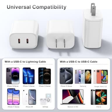 40W Total Dual USB C Charger,2-Port 20W Fast USB C Power Adapter Wall Charger Plug Type C Charging Block for Laptop Computer & Tablets/Phones iPhone 16/15/14/13/,(20W Per Port / 40W Combined) - Image 7