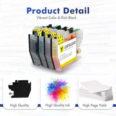 LC401XL LC401 MFC-J1010DW Ink Cartridges for Brother Printer 401XL LC 401 for MFC-J1010DW MFC-J1170DW MFC-J1012DW MFC-J1800DW MFC J1010DW - 4 Pack High Yields Black Cyan Magenta Yellow - Image 7