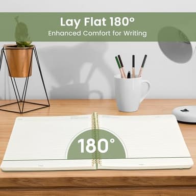 Taja Spiral Lined Notebook, 8.5"x11" Notebooks for Work, Large A4 Journal for Women & Men, College Ruled Journaling Notebook for Writing, Plastic Cover Spiral Journal, Green - Image 4