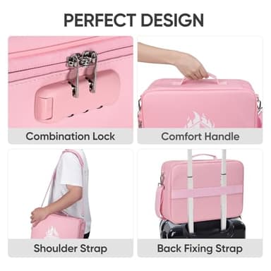 BALEINE Fireproof Document Box with Lock, Portable Fireproof Document Bag Waterproof Fire Proof File Boxes for Documents, File Organizer Box for Important Paperwork (Pink, 15''x11''x4'') - Image 4
