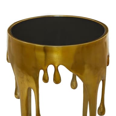 Deco 79 Aluminum Metal Abstract Melting Drip Accent Table with Melting Design and Shaded Glass Top, 16' x 16' x 25', Gold - Image 7