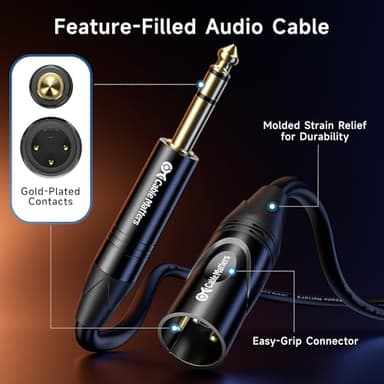 Cable Matters 6.35mm (1/4 Inch) TRS to XLR Cable - 10ft, Male to Male XLR to TRS Cable, Black - Not for Microphone Use - Image 6