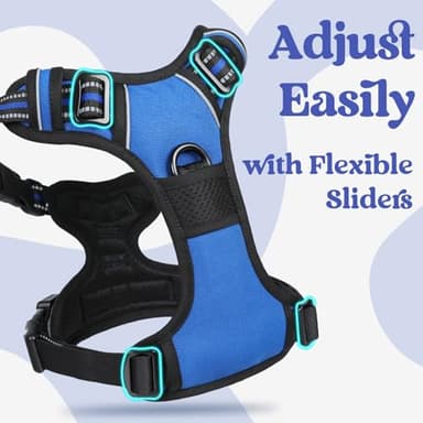 rabbitgoo Dog Harness Medium Sized, No Pull Pet Harness with 3 Buckles, Adjustable Soft Padded Vest with Control Handle, Walking Reflective Pet Vest for Medium Dogs, Blue, M - Image 4
