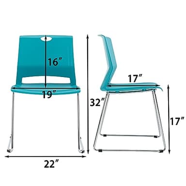 Sidanli Blue Stacking Chairs-Set of 4 - Image 3