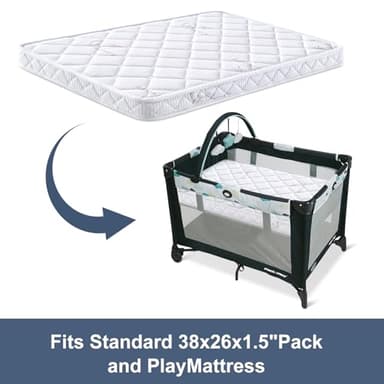 Pack and Play Mattress - 38" x 26"- Premium Knitted Fabric Safety Reinforced Play Yard Mattress - Fits for Graco & Baby Trend & Pamo Babe Playard, Firm Support and Comfort Foam，White - Image 5